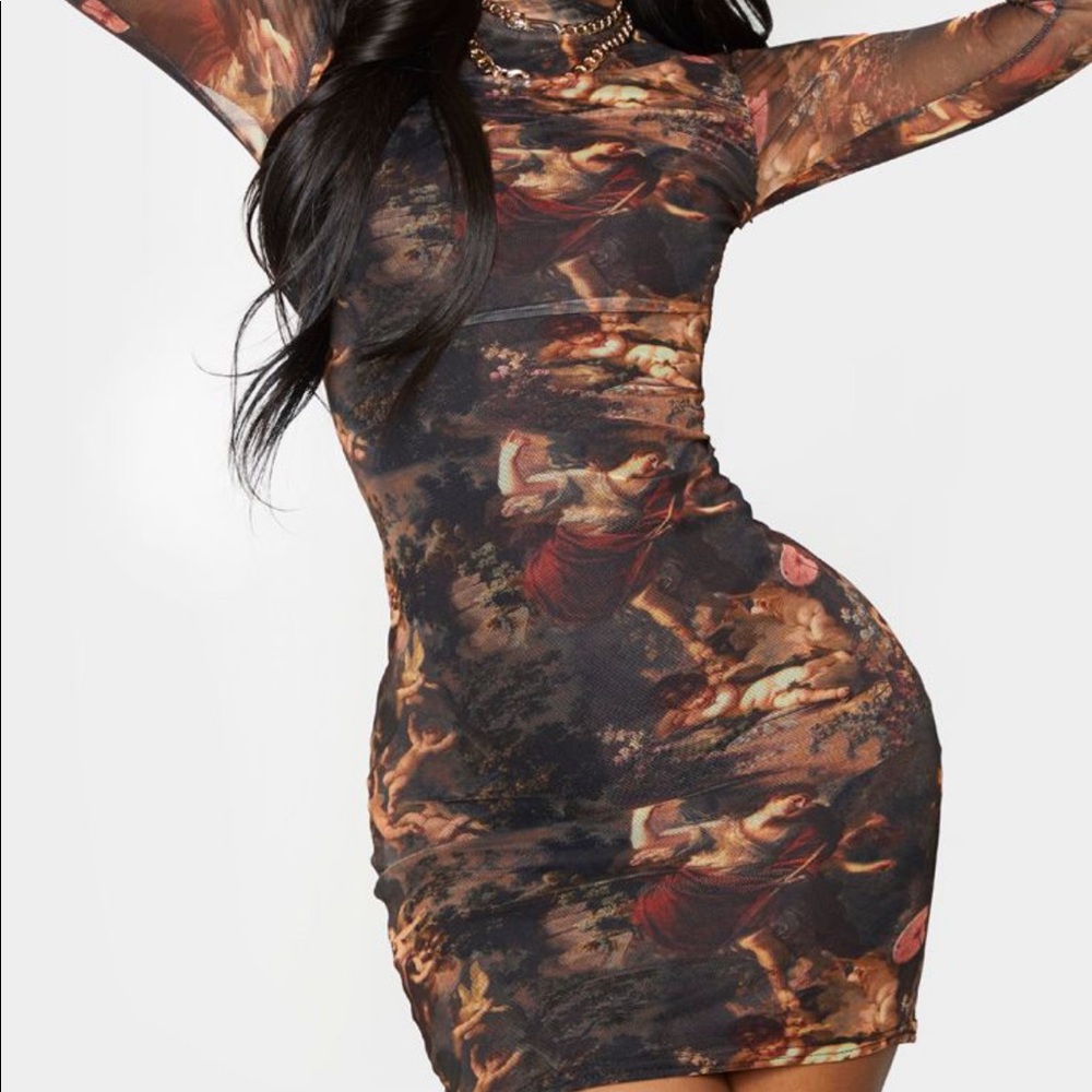 COPY - High neck mesh bodycon dress